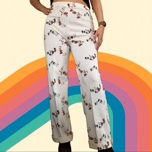 SOLD // Vintage 70s cream patterned bell bottoms